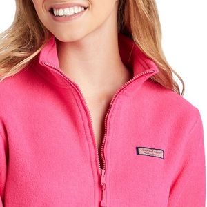 Vineyard Vines Women’s Fleece Half Zip Barbie Pink Cozy Pullover Sweater Size XL